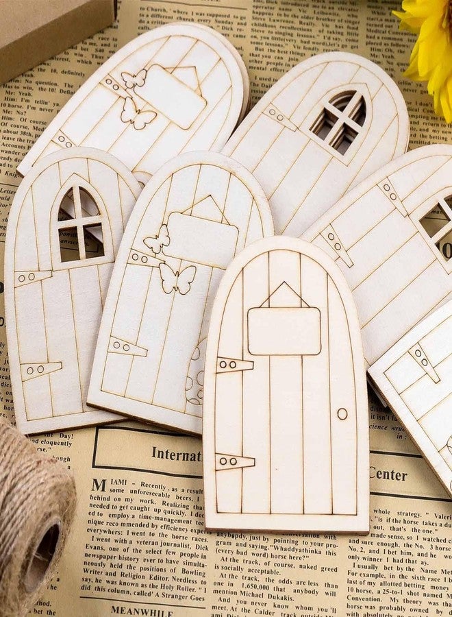 Pmeixcy Unpainted Wooden Fairy Door Elf Door Mini Door Shape Wooden Pieces Fairy Doors for Garden Trees for Home Office Birthday Wedding Party Decoration Antique (30) - Image 3
